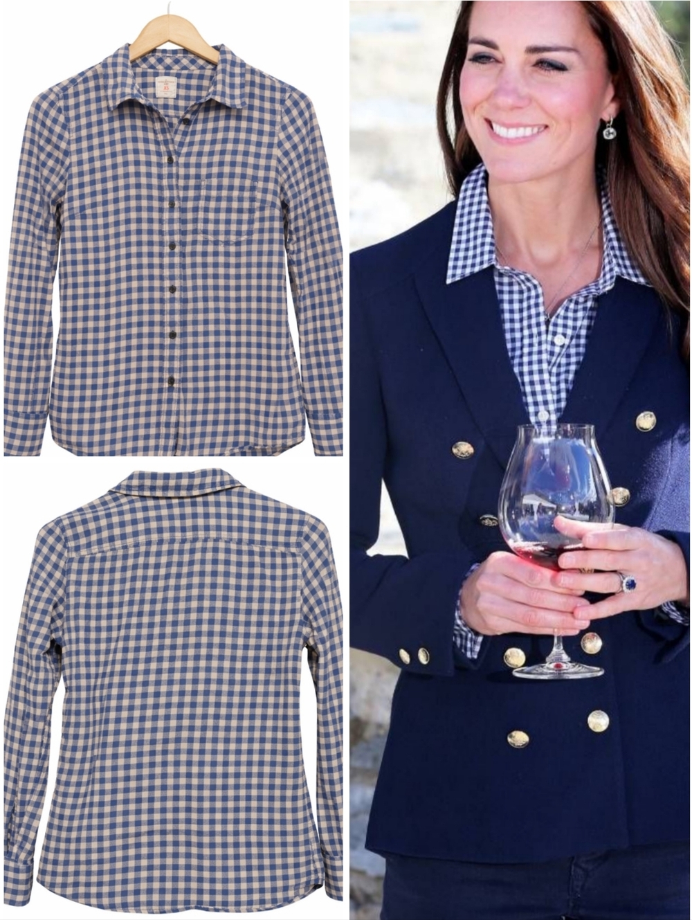 GAP Boyfriend Shirt Blue Gingham Button Down Cotton Breezy XS